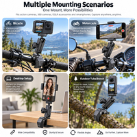 Support de fixation super robuste pour guidon de vélo/moto avec base magnétique à dégagement rapide pour caméra d'action et smartphone