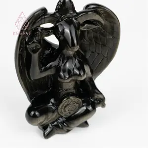 Hoge Kwaliteit Nieuwe Carving Ambacht Helende Steen Gouden Obsidiaan Schapen Ornament Voor Souvenir