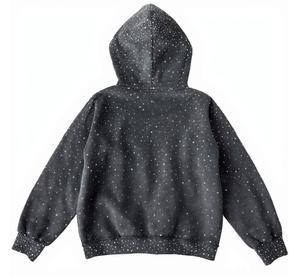 Custom <b>Extra</b> <b>Large</b> Rhinestone Acid Wash High Quality French Terry 100% Cotton Quality Street Wear Super Square Acid Wash Hoodie - Product Image 2