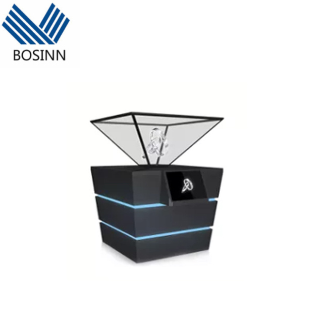 3D Holographic Projection Display 360 Degree Rotate Logo Images 3D Hologram Showcase Suspended Air Projector