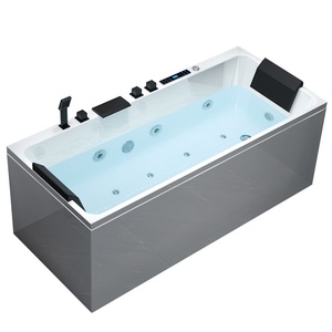 <span class=keywords><strong>Vasca</strong></span> da Bagno Riscaldata Freestanding in Acrilico per Adulti, Design Moderno Rettangolare 1.4-1.7m, con Massaggio e Temperatura Costante - Product Image 1