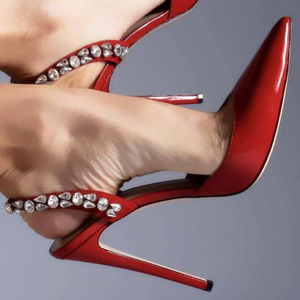 Scarpe da Donna Estive con Tacco Sottile, Slingback con Cinturino in Strass, Punta a Spillo per Matrimoni - Product Image 2