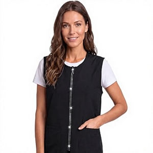 Chaleco Quirúrgico Unisex Negro de Poliéster Transpirable con Cierre Frontal y Bolsillos, Impresión Digital, Ropa de Trabajo Cómoda de Tactus Industries - Product Image 1