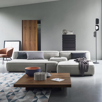 Canapé modulaire design moderne, canapé sectionnel italien Chesterfield, canapé-lit en tissu gris foncé, canapé en forme de L, canapé de salon