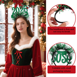 Fasce per Capelli Digitali per <span class=keywords><strong>Capodanno</strong></span> 2026, Decorazioni per Feste Natalizie, Fasce Fotografiche con Strisce Colorate a Stella - Product Image 2