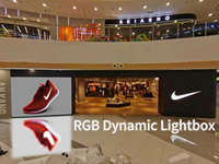 Panneau lumineux LED dynamique RGBW programmable P30, boîte lumineuse publicitaire animée pour l'arrière-plan de plafond et de mur d'exposition