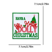 Patch brodé thermocollant Noël avec motif nœud et lettre, thème 'Have a Dolly Christmas'