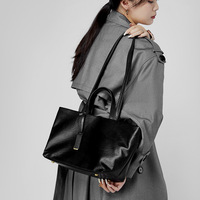 Sac fourre-tout en cuir véritable pour femme, couleur unie, fermeture éclair, durable, toutes saisons, sac à bandoulière tendance