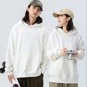 M063 Winter Solid <b>Lined</b> Digital Printing 500GSM Pullover Hooded Pocket Couples Wholesale Padded Loose Fit Fleece <b>Hoodie</b> - Product Image 1