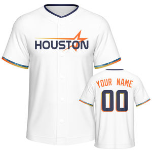 Camisetas de Béisbol Blancas Personalizadas con Nombre y Número, Diseño Personalizado, 100% Poliéster, Transpirables, de Secado Rápido, Cuello en V - Product Image 1