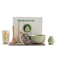 Bol à matcha en céramique de style japonais Dehua, vert émeraude, ensemble de matcha, accessoires pour la cérémonie du thé, fouet Chasen, support pour fouet, 100 fouets, outil