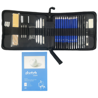 Kit de dessin professionnel de 32 pièces, ensemble de crayons à croquis, étui de voyage portable à fermeture éclair, crayons de charbon de bois pour artistes débutants, adultes et adolescents