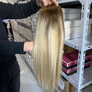 Cabello humano 5,5*6,5 Mono encaje Topper Ombre Color con resaltado Mono encaje suizo fino Mono encaje frontal tupé mujeres - Product Image 3