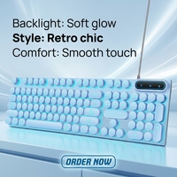 Ensemble clavier et souris de jeu lumineux étanche filaire USB punk, clavier de jeu rond avec touches lumineuses, combo clavier et souris de jeu