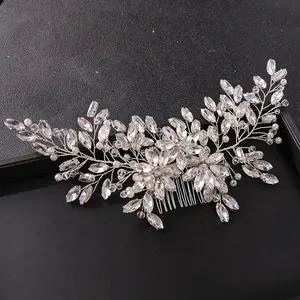 Shenglan 2023 Women Large Hair Comb Bridal Rhinestone Crystal Flower Wedding Hair Accessory Party Headpiece for Bride Bridesmaid