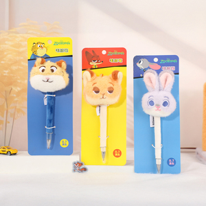 UNIK Zachte Pluche Dierenpen met Sleutelhanger Schattig Cartoon Knuffeldier Schrijfwaren Cadeau voor Kinderen Luipaard vos Konijn Pen Decoratie - Product Image 1