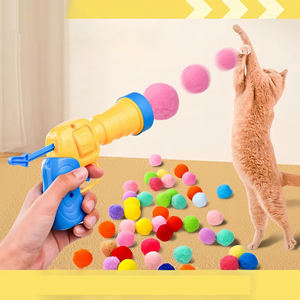 Lanceur de balle pour chat en plastique interactif, nouveau jouet pour animaux de compagnie, jouets amusants interactifs, balle en laine colorée à haute élasticité - Product Image 2