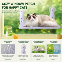 Hamac pour chat à ventouse de fenêtre, lit suspendu en maille respirante, panier de repos d'hiver pour animaux de compagnie, lit de balcon pour bronzer pour chats