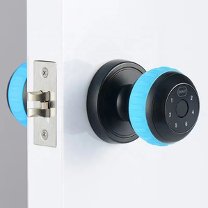 Poignée de porte intelligente en bois avec clavier numérique à empreintes digitales, boule ronde, pêne dormant simple, serrure sans clé pour remplacer l'ancienne serrure à poignée - Product Image 4
