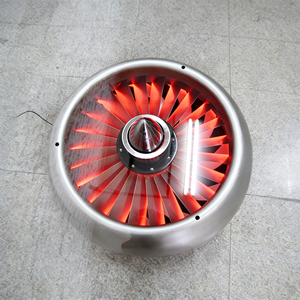 Tavolino da Caffè Rotondo in Ferro Stile Retrò con Motore d'Aereo Inciso, Ventola Turbo Aviazione Dipinta a Mano, Artigianato in Metallo per Decorazione Bar - Product Image 3