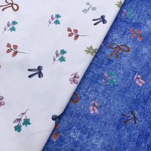 Trung Quốc phong cách Bowknot hoa denim màu xanh in vải cho quần váy áo khoác quần áo túi Giày Hats-Nhà sản xuất bán buôn - Product Image 2