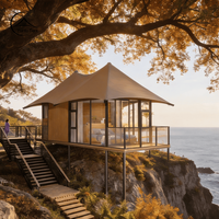 Suite de glamping de luxe préfabriquée en PVDF pour le Botswana, tentes extérieures de type villa avec structure en acier robuste résistante au vent de niveau 12