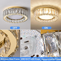 Plafonnier LED moderne en cristal, rond, encastré, en acier inoxydable, luminaire pour salon
