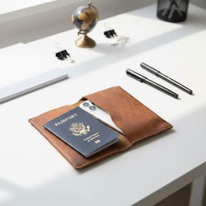 Funda de Pasaporte de Cuero Vintage con Logotipo Personalizado, Estuche de Viaje para Avión - Product Image 2