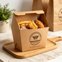 Boîte en papier biodégradable de qualité alimentaire en gros, logo personnalisé, boîte à emporter pour poulet frit et frites