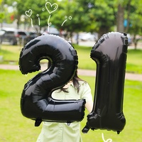 Prix bas 32 pouces noir caractéristiques numériques ballons en aluminium décoration de fête d'anniversaire pour enfants mariage thème noir