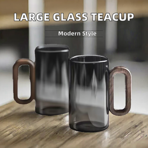 <span class=keywords><strong>Taza</strong></span> de café de vidrio de 360ml con mango de nuez <span class=keywords><strong>Taza</strong></span> de té <span class=keywords><strong>Pyrex</strong></span> de borosilicato alto <span class=keywords><strong>Taza</strong></span> de café de agua potable de gran capacidad - Product Image 2