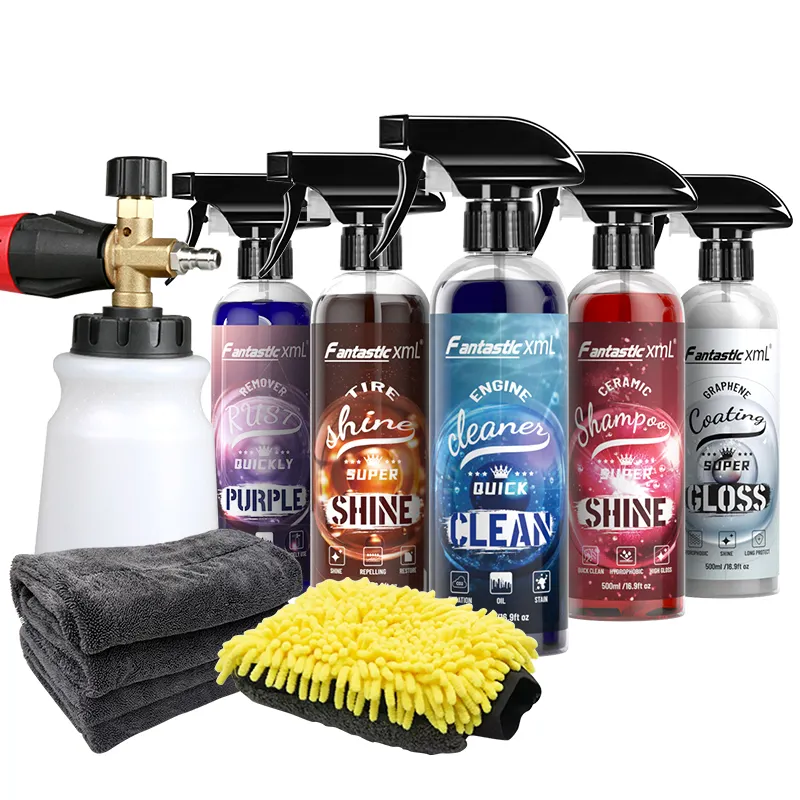 Oem Auto 5 Stukken Schoner Shampoo Vloeibare Cleaning Foam Multifunctionele Auto Care Set Met Wassen Tool