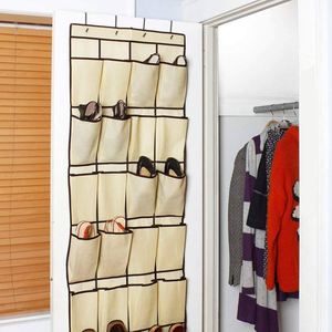 Spot 24 Grid Beige Home Pocket Non-Woven Fabric <b>Storage</b> Bag Behind the Door <b>Shoe</b> Hanging Bag - Product Image 3
