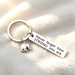 Romantic Birthday Wish Engraved Keychain, Rose Gold Plated Bar Tag <b>Keyring</b> for Lovers Anniversary Keepsake - Product Image 2