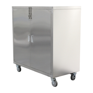 Chariot d'infirmière moderne en acier inoxydable à 2 portes et 4 roulettes, durable, pour usage <span class=keywords><strong>clinique</strong></span> - Product Image 4