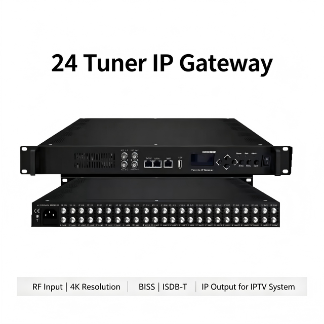 Professional 24 Channel Satellite Tuner to IP Gateway DVB-S2 IPTV Streaming Headend Equipment