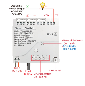 Tuya thông minh 4G LTE tiếp sức với RF 433Mhz thông minh GSM chuyển đổi ứng dụng điều khiển không dây làm việc với Alexa Alice Google trợ lý - Product Image 1