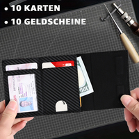 Dompet Lipat Tiga Minimalis Anti-RFID dari Aluminium PU dengan Mekanisme Geser Samping, Penutup Magnetik, dan Kantong Resleting untuk Pria