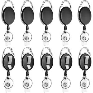 Groothandel Hot Sales Intrekbare Badge Reel Met Karabijnhaak Riemclip En Key Ring Voor Id Card Key Sleutelhanger Badge Houder zwart