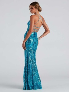 European and American sexy off-the-shoulder <b>sequin</b> evening dress with elegant slit for banquets and parties - Product Image 2