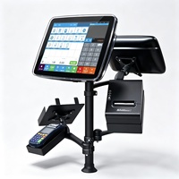 Terminal de point de vente (TPV) pour PC de vente au détail avec double écran, écran tactile capacitif de 15 pouces, écran de 11,6 pouces et imprimante 80 mm intégrée