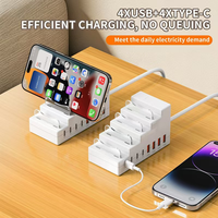 Station de charge à 8 ports, adaptateur de charge rapide, 4 ports USB, 4 ports Type C, multi-appareils intelligents portables pour iPhone, Samsung, Xiaomi