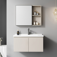 Kabinet Vanity Kamar Mandi Modern yang Dipasang di Dinding dengan Wastafel dan Kabinet Cermin untuk Rumah dan Hotel