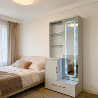 Meuble de rangement métallique, fabrication directe usine, coiffeuse moderne en fer éclairée sur pied, personnalisable pour hôtel, chambre, salle de bain, salon