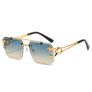 Lunettes de soleil vintage <span class=keywords><strong>tendance</strong></span> 2027 de haute qualité à double pont pour femme, lunettes de soleil de luxe en métal pour homme - Product Image 4