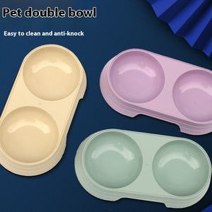 Wholesale Candy-Color Double <b>Bowl</b> Pet <b>Bowl</b> Rounded Shape Anti-Spill Easy Clean Drinking/Feeding Integrated Cat/<b>Dog</b> <b>Bowl</b> - Product Image 1