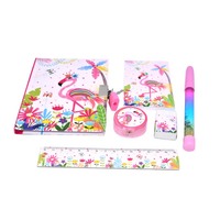Ensemble de 6 articles pour filles : journal intime verrouillable avec stylo, règle, taille-crayon, journaux et cadeaux pour enfants de 6 à 8 ans