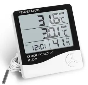 CHINCAN HTC-2 Digital Indoor Outdoor Thermometer With Hygrometer Clock