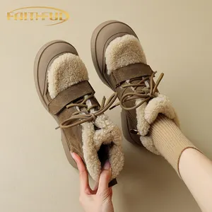 महिलाओं के लिए शीतकालीन टखने के जूते, एक प्लेटफ़ॉर्म चमड़े साबर नरम गर्म अस्तर वाली महिलाओं के लिए बिल्कुल सही शीतकालीन स्नो बूट जूते