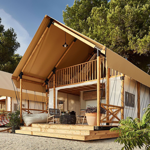 เต็นท์แกลมปิ้งซาฟารีสุดหรูสองชั้นสำหรับครอบครัว เต็นท์กันน้ำแบบเสาตั้ง สำหรับฤดูร้อน ฤดูหนาว รีสอร์ทกลางแจ้ง ลอดจ์ ซาฟารี เต็นท์โรงแรม - Product Image 1